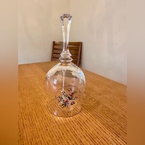 GLASS BELL with Clapper, Hand Made of Crystal Clear Glass with design